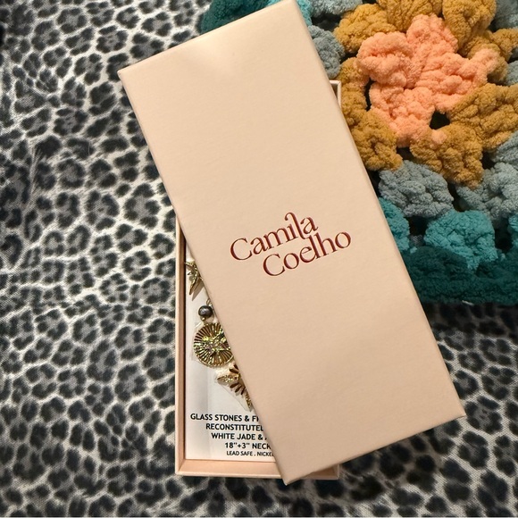 Camila Coelho Gold Pink Pearl Jade Turquoise Amethyst Charm Necklace NWT - Picture 11 of 14